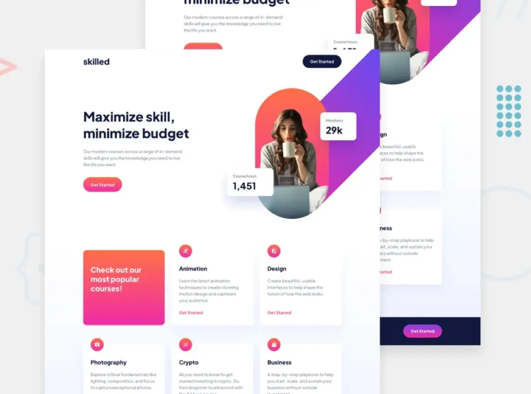 Screenshot of the E-Learning landing page project